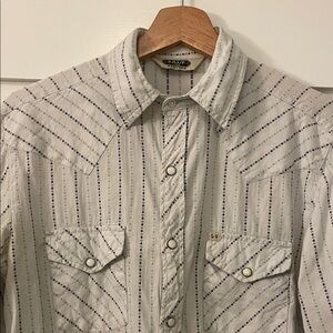 Salt Valley Western Blue Striped Button-Up Shirt